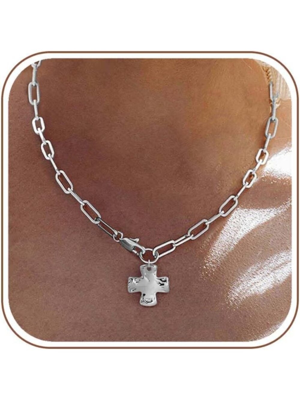 Chunky Cross Necklace for Women, 14K Gold & Silver Statement Jewelry Accessory
